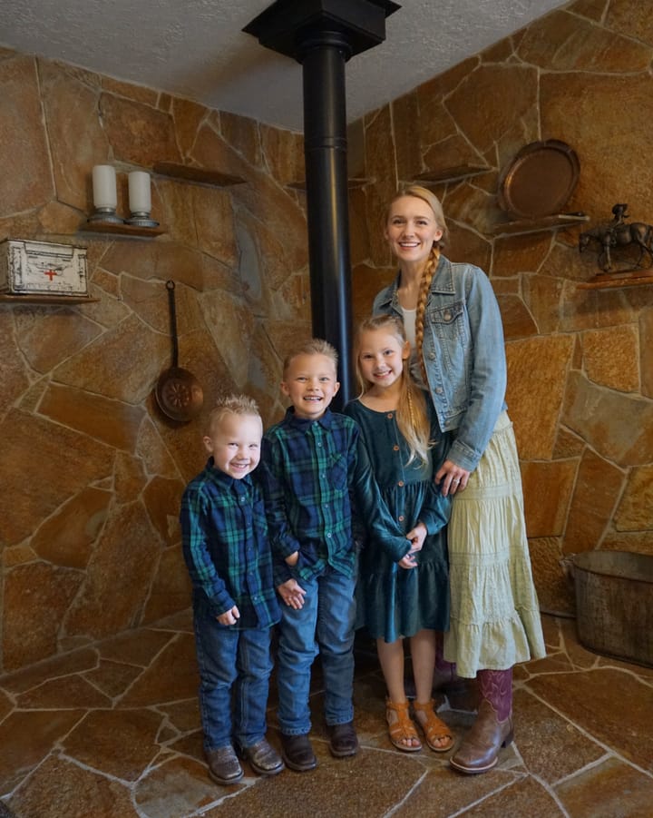 Farm Mom with Three Children